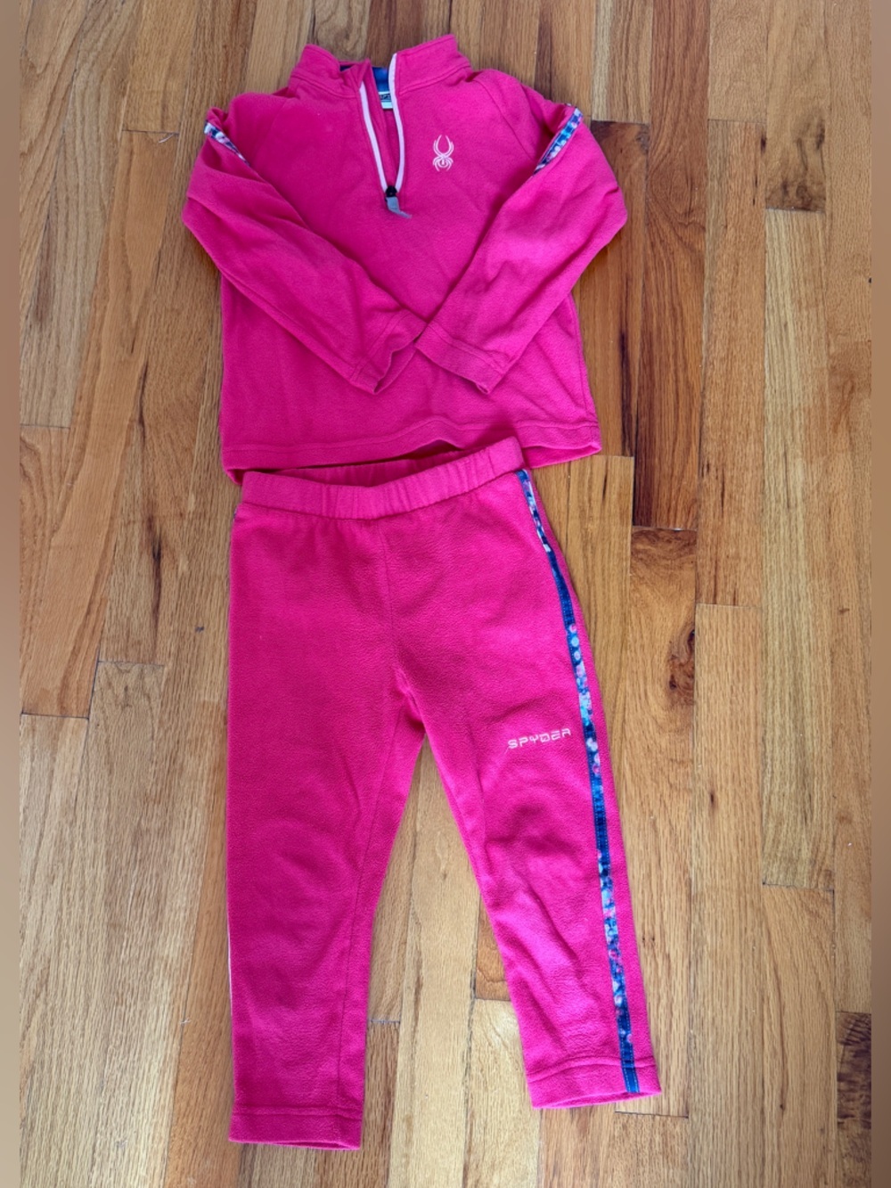 SPYDER Girl’s Pink Fleece 1/4 Zip Top and Pants Matching Set Size 4